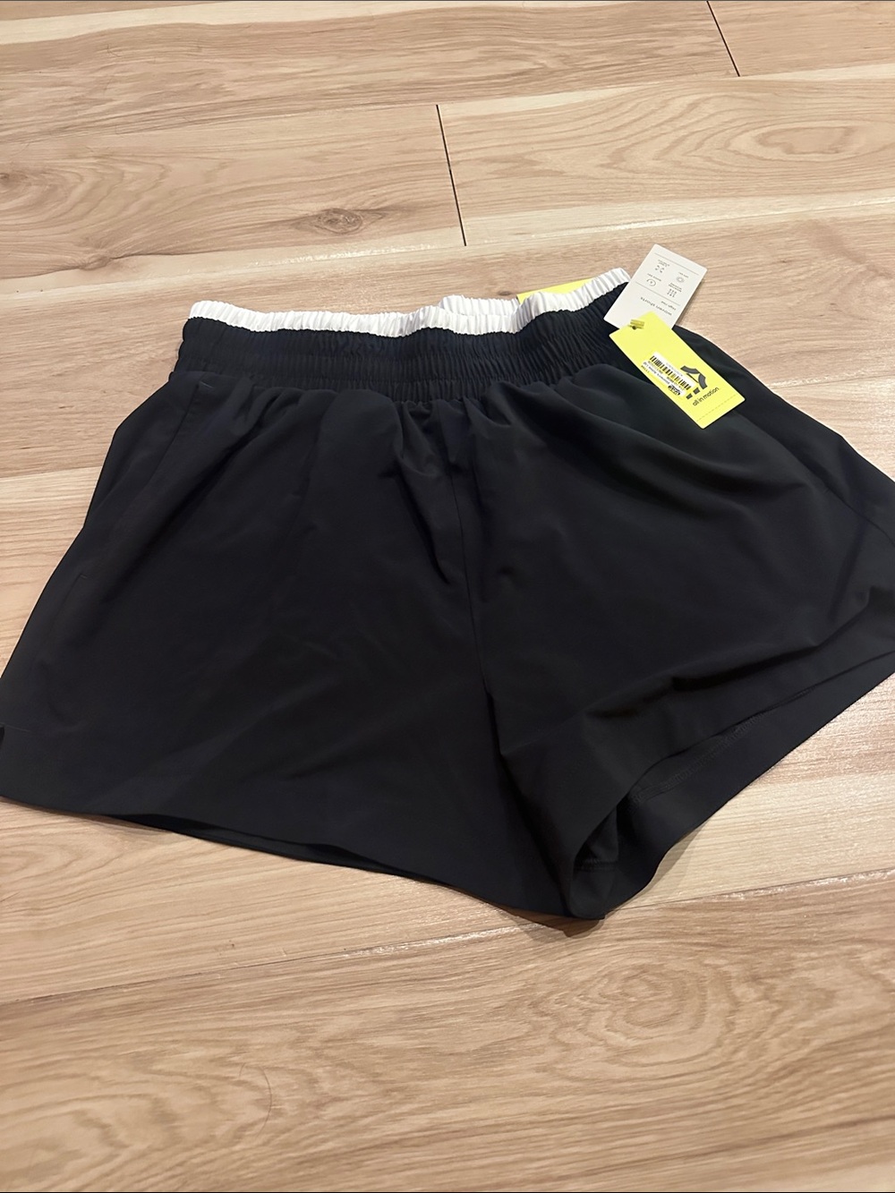 all in motion Black Athletic Shorts with White Waistband